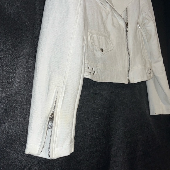 Blank NYC white crepe cotton Moto Jacket XL - Picture 4 of 8